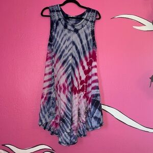 India Boutique Blue and Pink Tie-Dye Dress